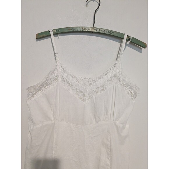 Vintage 40s 50s Pieced White Emb Cotton Blend Fabric Lace Full Slip Dress B36 - Picture 6 of 7